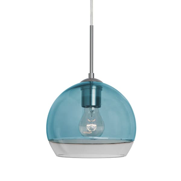 Besa Lighting Ally 8 Cord Pendant, Coral Blue/Clear, Satin Nickel Finish, 1x60W Incandescent 1JT-ALLY8BL-SN - main